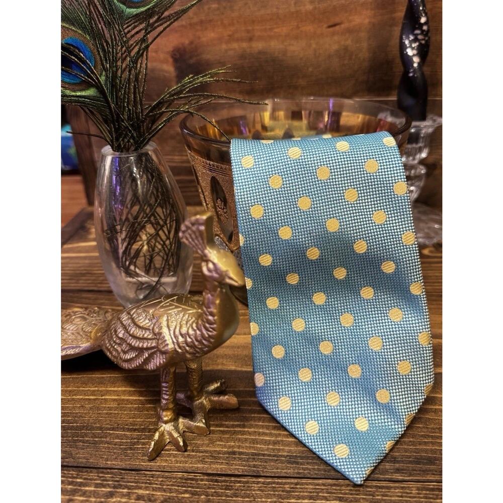 Vintage Italian Made Silk Bruno Piatelli Baby Blue Polka Dot Tie Mad Men Daddy